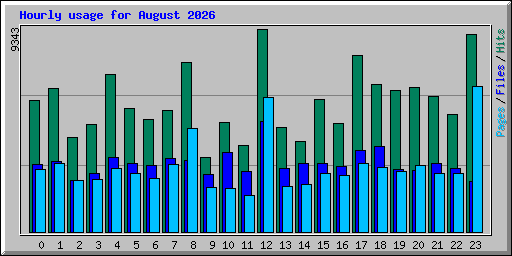 Hourly usage for August 2026
